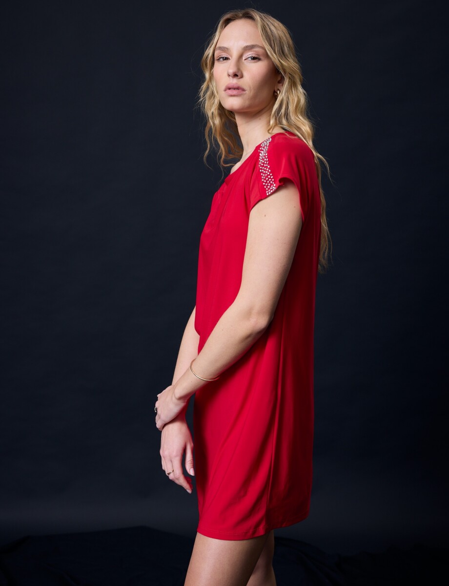 Vestido Detalle Metal - Rojo 