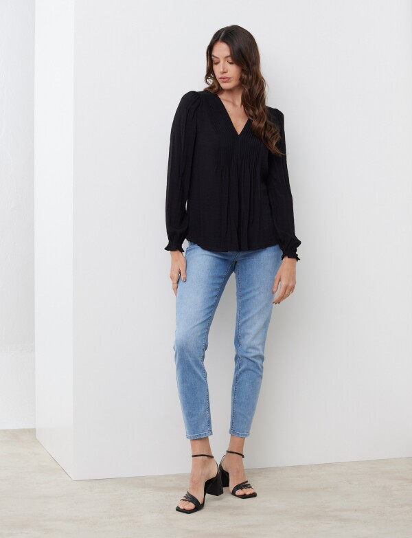 Blusa Plisada NEGRO