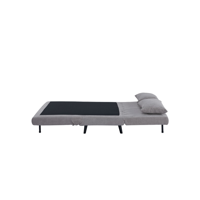 Sofá Cama con Estructura de Madera y 2 Almohadones Gris Claro Sofá Cama con Estructura de Madera y 2 Almohadones Gris Claro