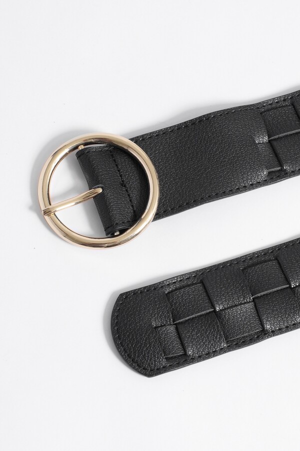Cinturon de cuero entrelazado negro