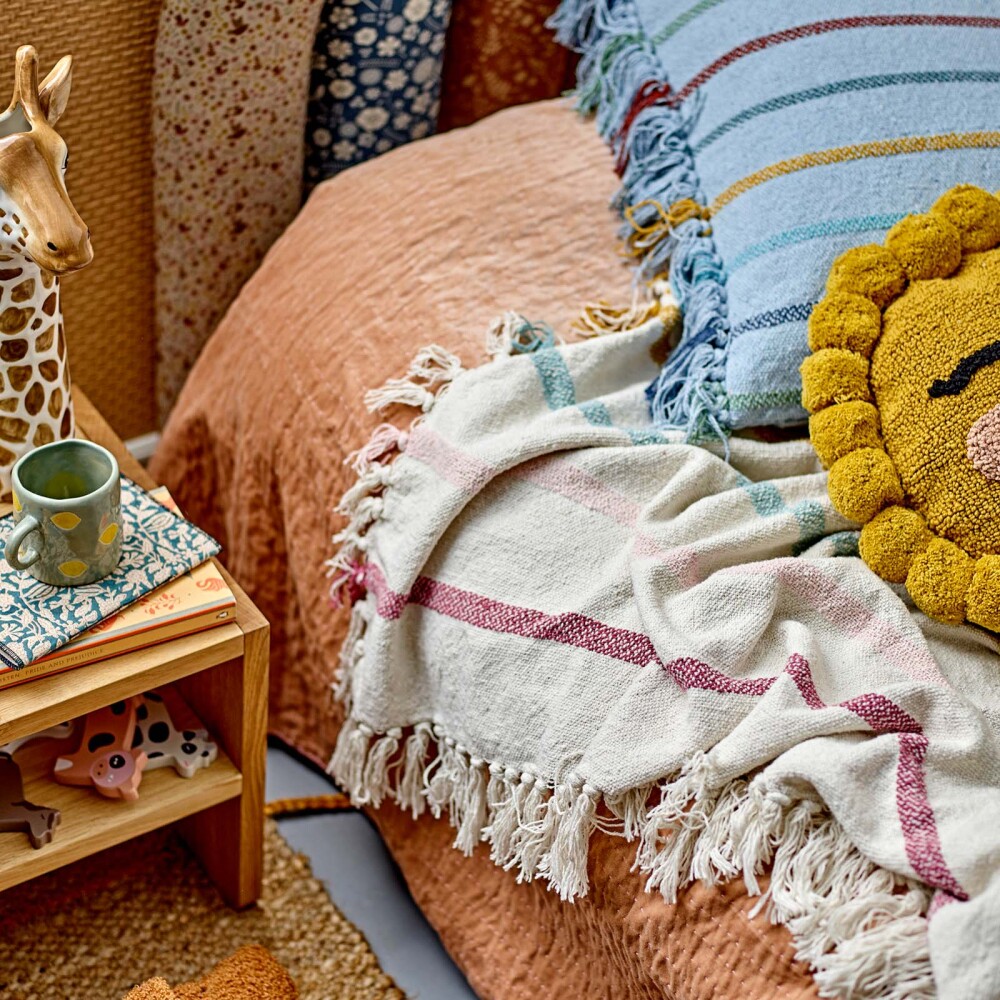 THROW ALGODON NATURAL-BEIGE KIDS FREY STRIPES ARENA