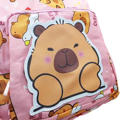 Mochila Infantil Niño Capibara Carpincho Escolar 40cm Rosada