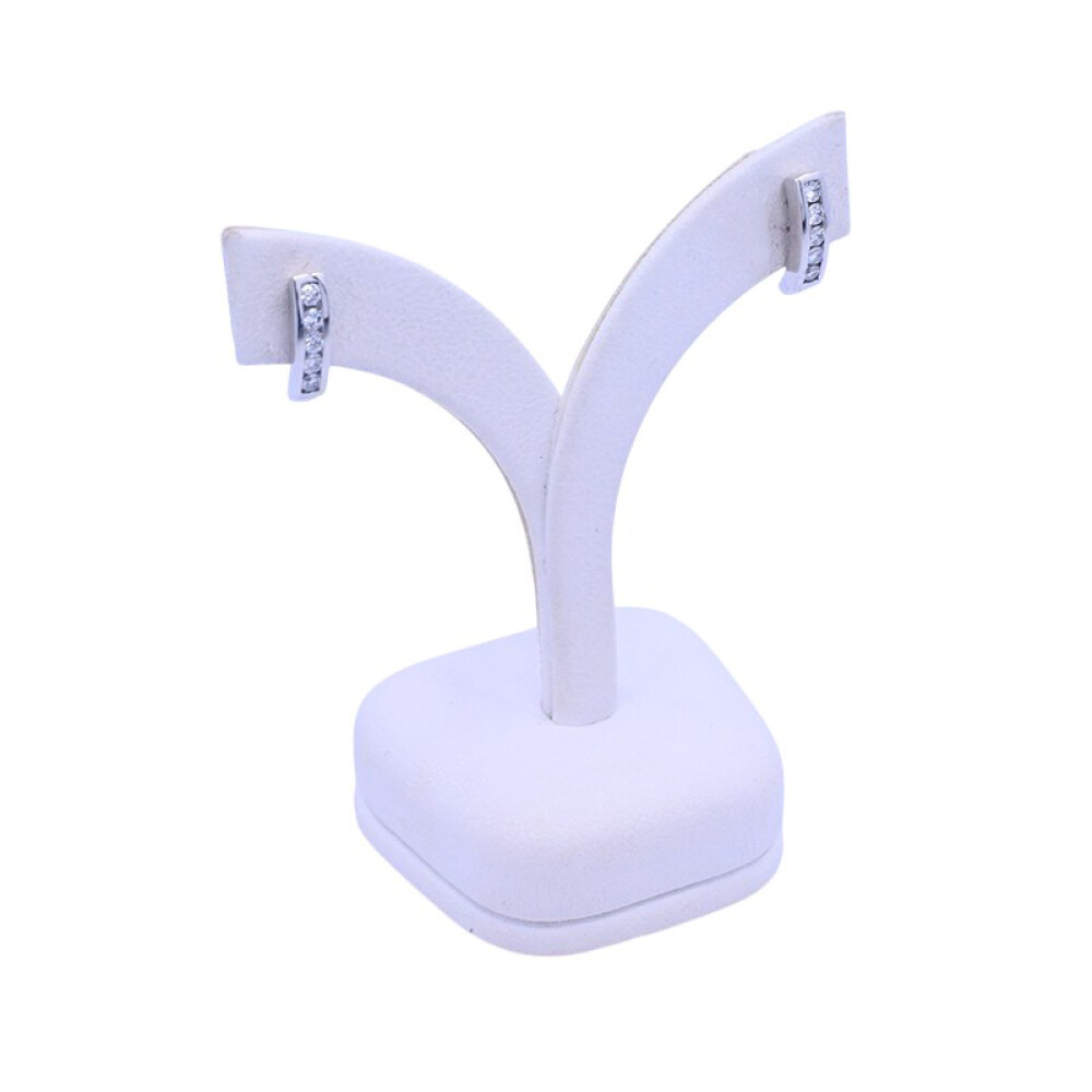 Aros oro 18 k blanco y brillantes engarce carril Aros oro 18 k blanco y brillantes engarce carril