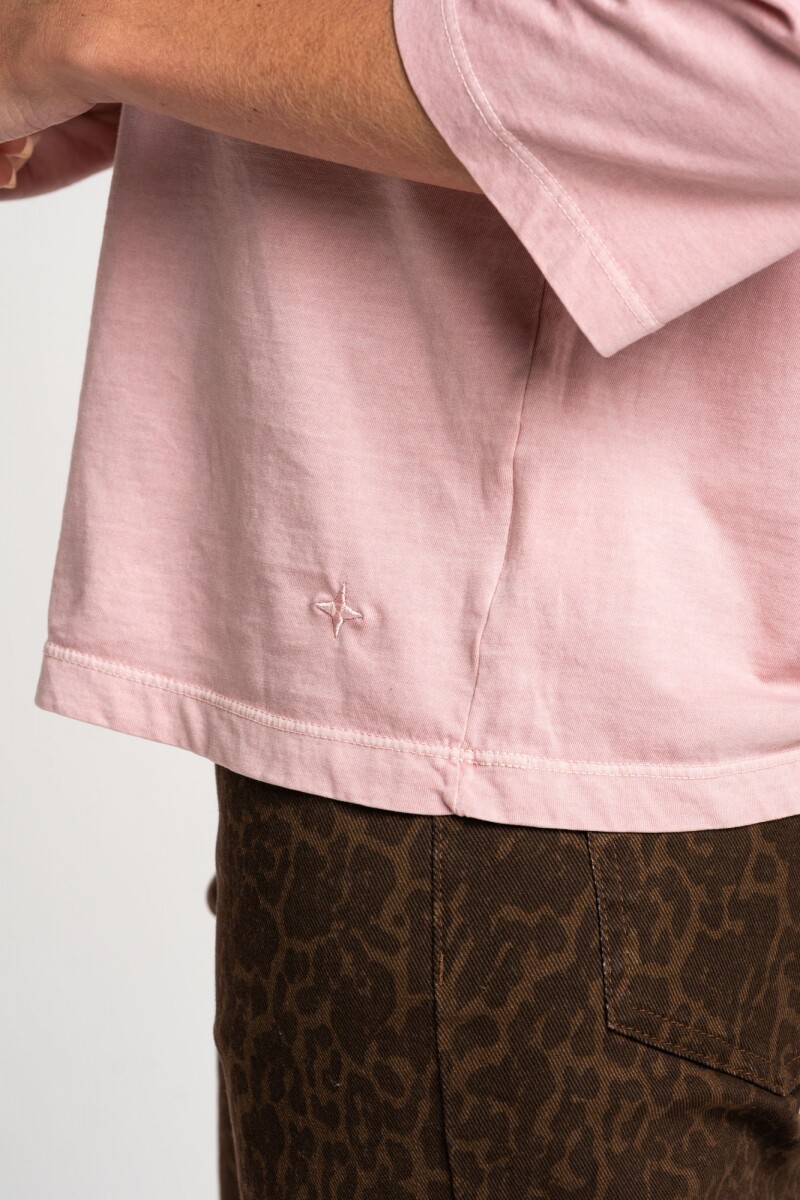 Remera Lavada Manga 3/4 Rosa