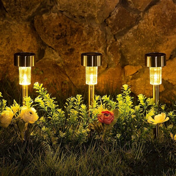 Lampara Luz Solar Recargable Led Jardín Farol Césped X10 Variante Cálida