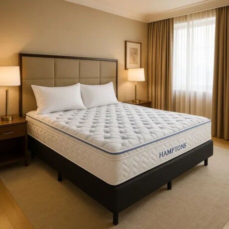 Sommier King Cama + Colchon Hamptons Hybrid Rhenium Negro