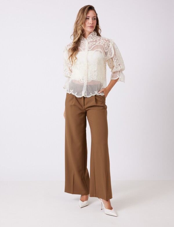 Blusa Tul Bordado BEIGE CLARO