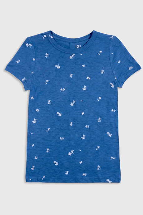 Remera Manga Corta Cuello Redondo Mujer Blue Floral