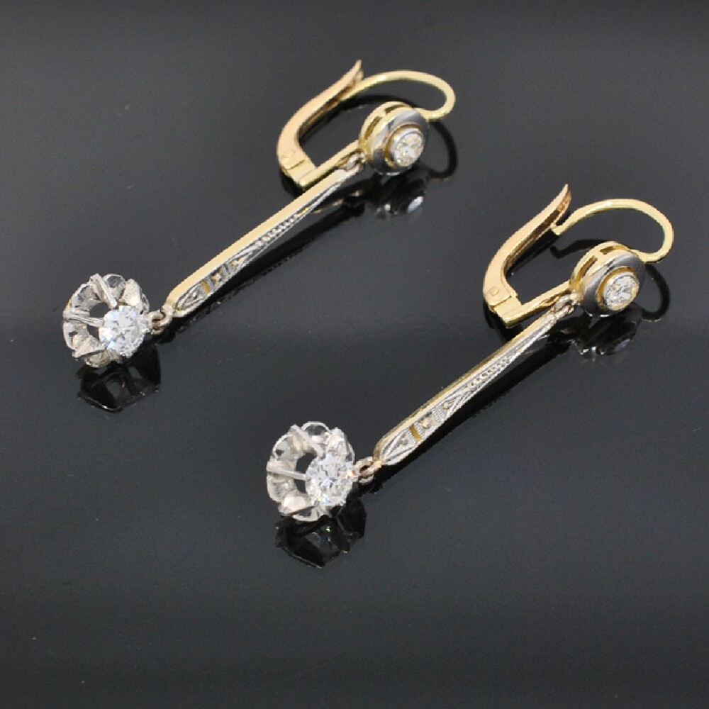 Caravanas Antiguas En Oro 18K Y Brillantes Caravanas Antiguas En Oro 18K Y Brillantes
