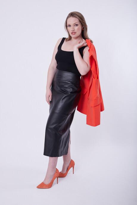 Pollera de cuero Elisa Negro