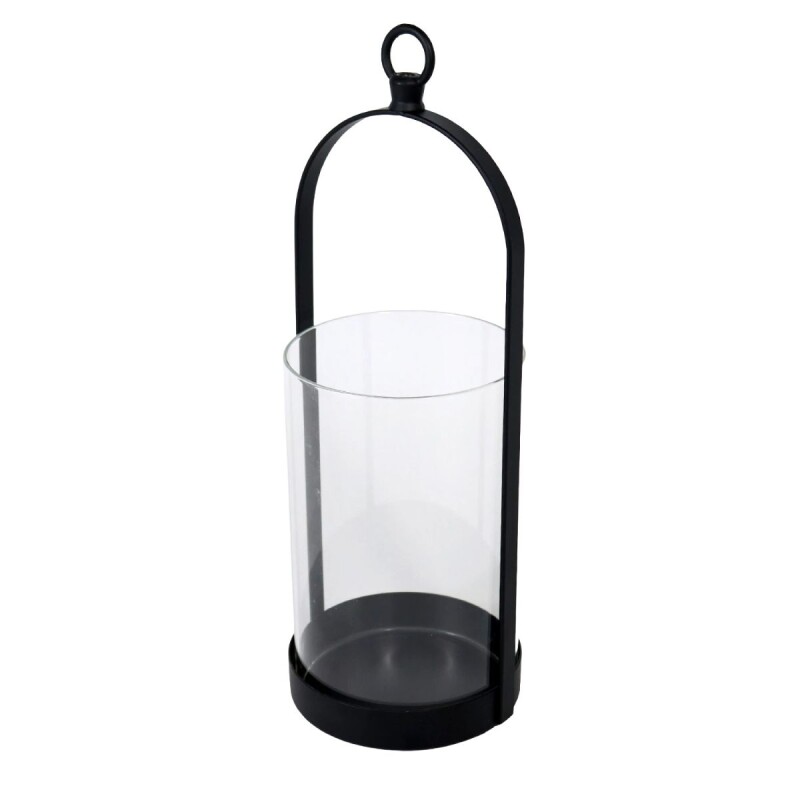PORTA VELA METAL NEGRO/VIDRIO 10X10X27CM Unica