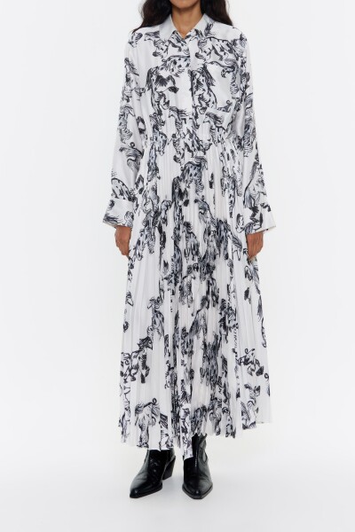 VESTIDO CAMISERO PLISADO Gris