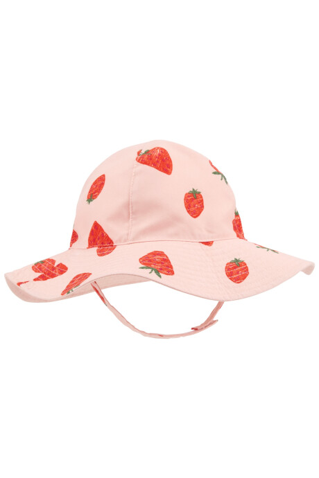 Gorro reversible de algodón con protección UPF 50+ diseño frutillas Gorro reversible de algodón con protección UPF 50+ diseño frutillas