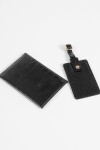 Set de funda para pasaporte y tag de valija croco negro