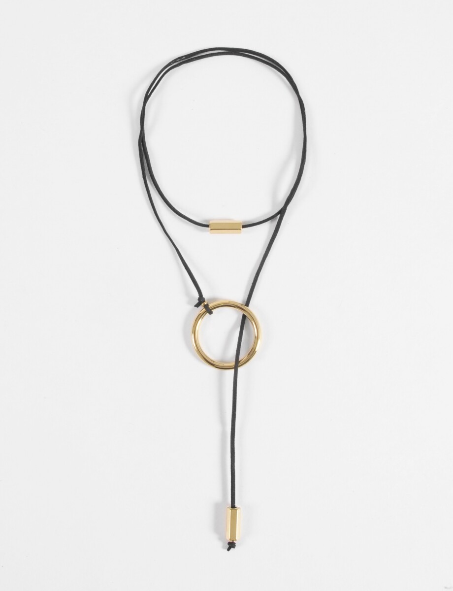 Collar cordón aro acero - dorado 