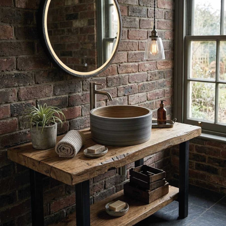 Bacha de Apoyo Cilíndrica Gris Cemento Bacha de Apoyo Cilíndrica Gris Cemento