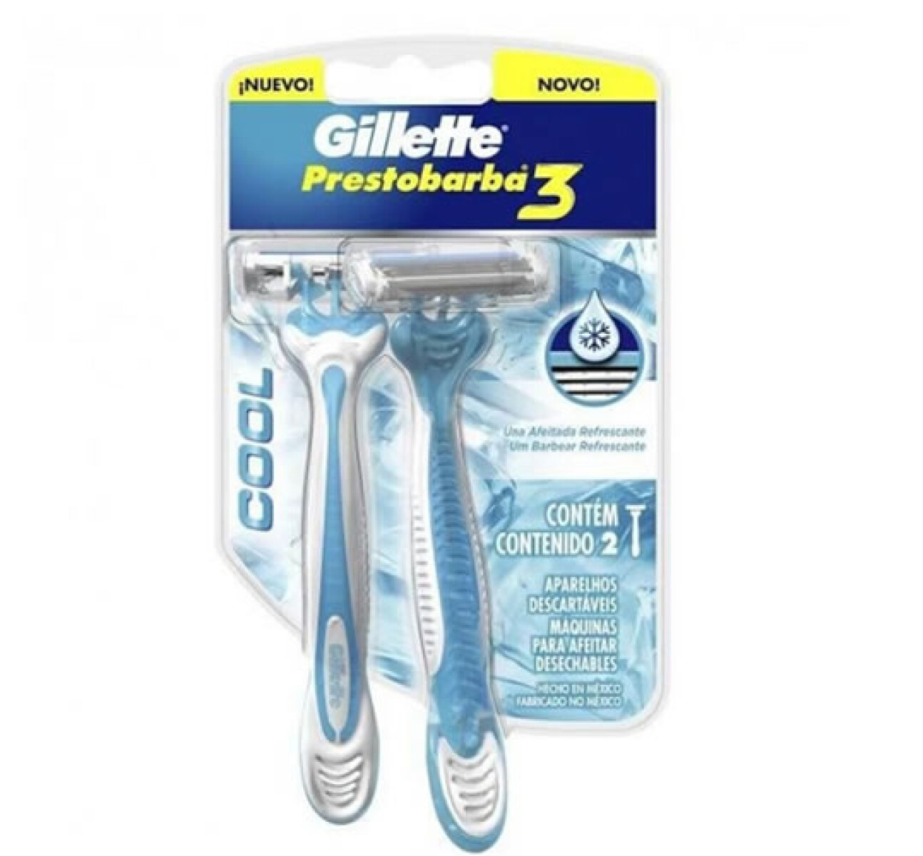 Gillette Prestobarba 3 Cool Descartables 2 Unidades – Afeitado Rápido y Seguro