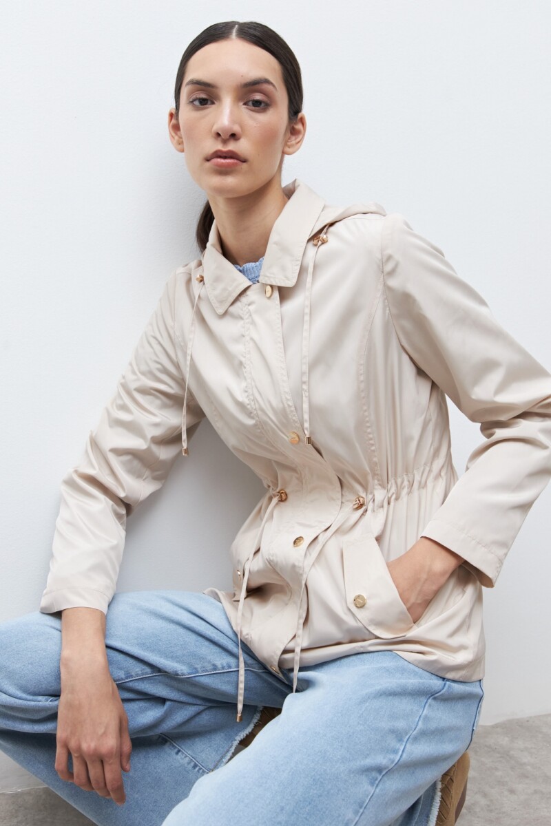 Campera impermeable capucha desmontable - beige claro 