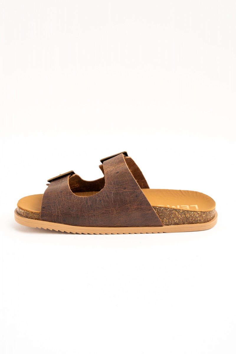 Sandalia Cuero Hebillas Chocolate