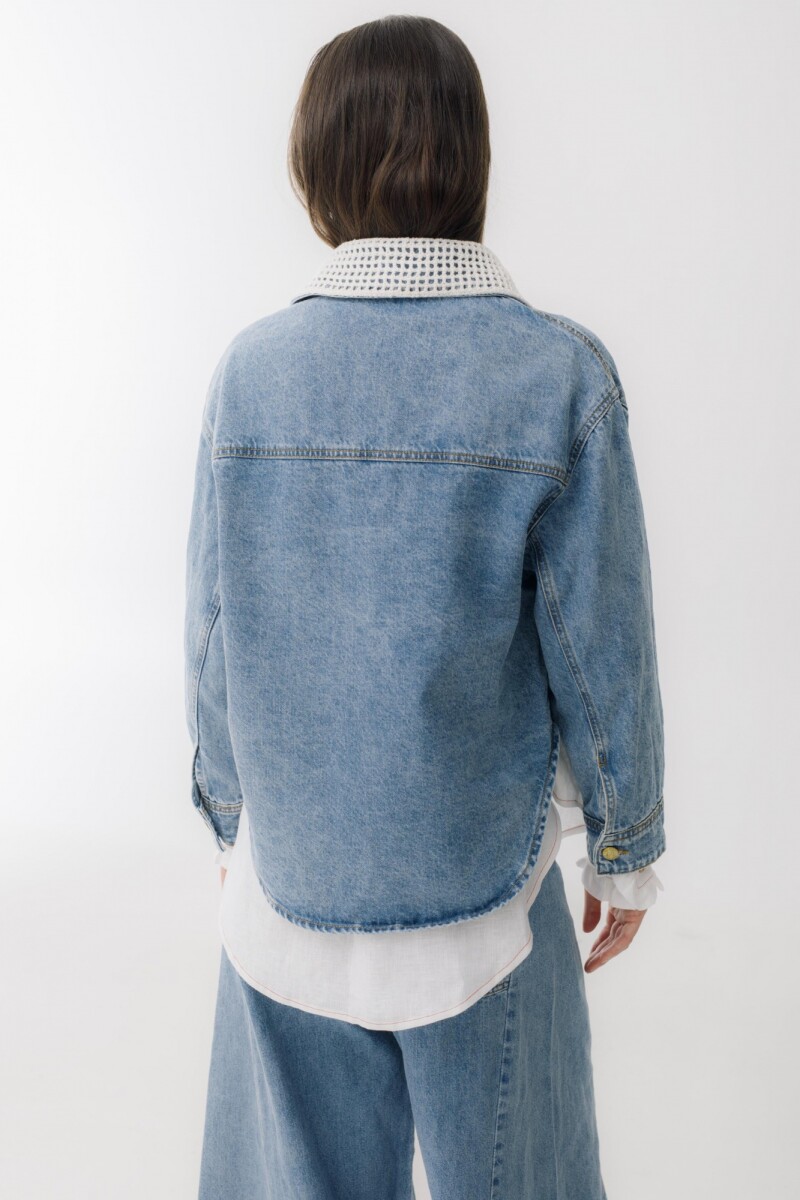 CAMPERA JEAN CROCHET Blanco