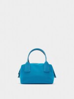 Bolso Tote Textura Suave Con Bandolera azul