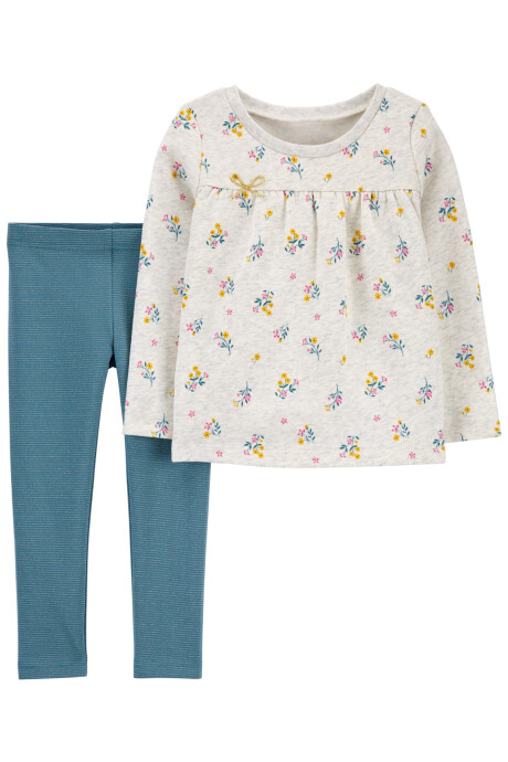 Set dos piezas remera manga larga y leggings metálicas Sin color