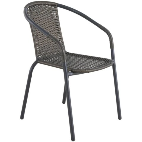 Silla Jardin de metal y ratán PVC con apoyabrazos Negro Silla Jardin de metal y ratán PVC con apoyabrazos Negro