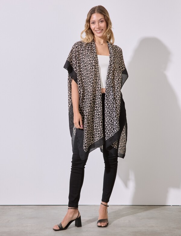 Kimono Printed NEGRO/BEIGE