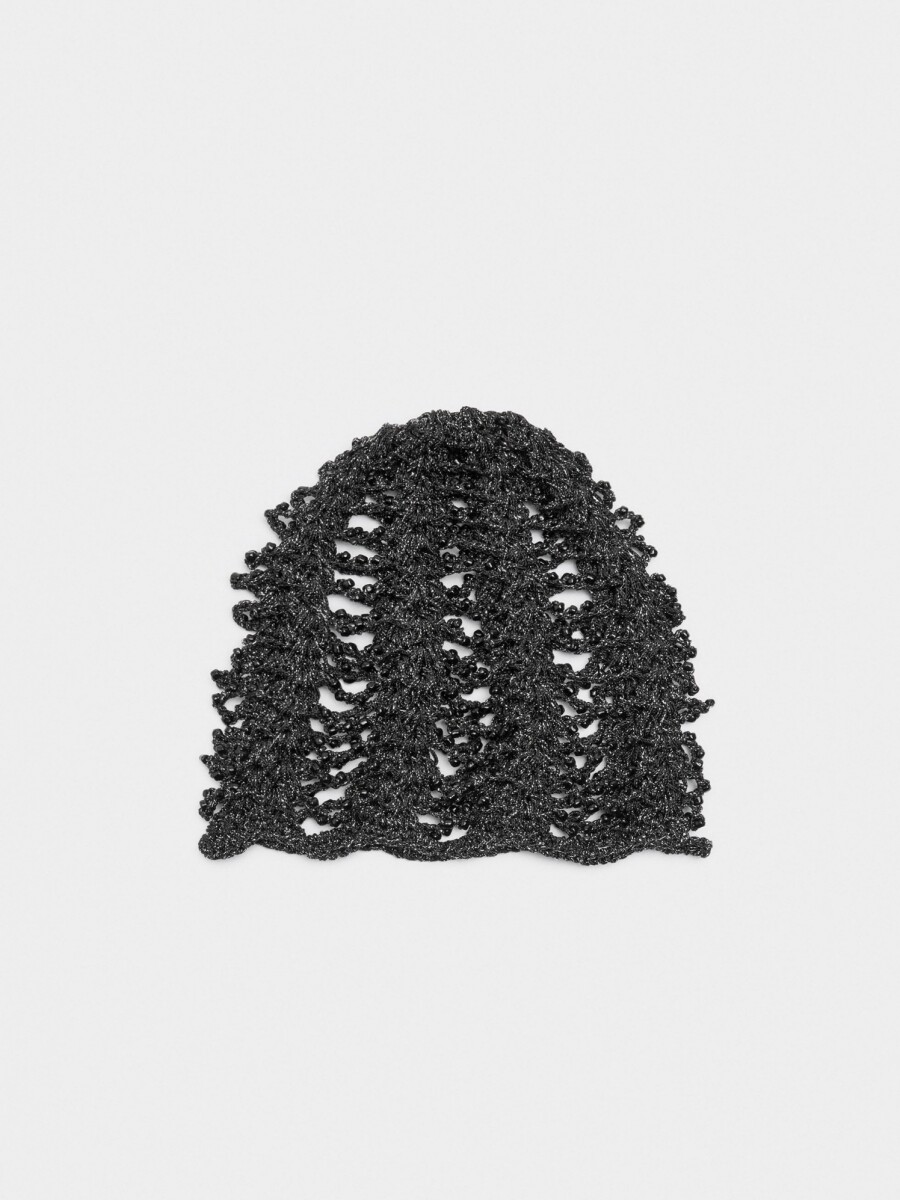 Gorro Macramé Con Cuentas negro