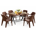 Set Mesa plegable + 6 Sillas Babel Marrón