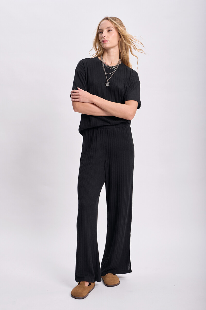 Pantalón ancho lanilla - Negro 