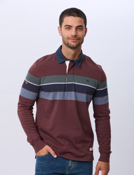 REMERA POLO RAYADA Bordo