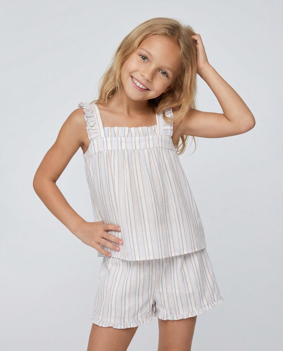 Pijama Estampado Rayas - Azul 