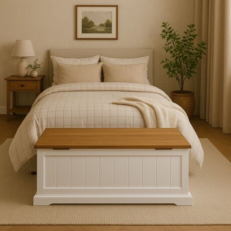 Baul Pie de Cama Línea Naturale Blanco/Roble