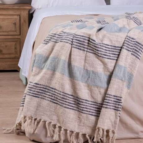 THROW TEJIDO ALGODON NATURAL-BEIGE BYRON NATURAL/AZUL