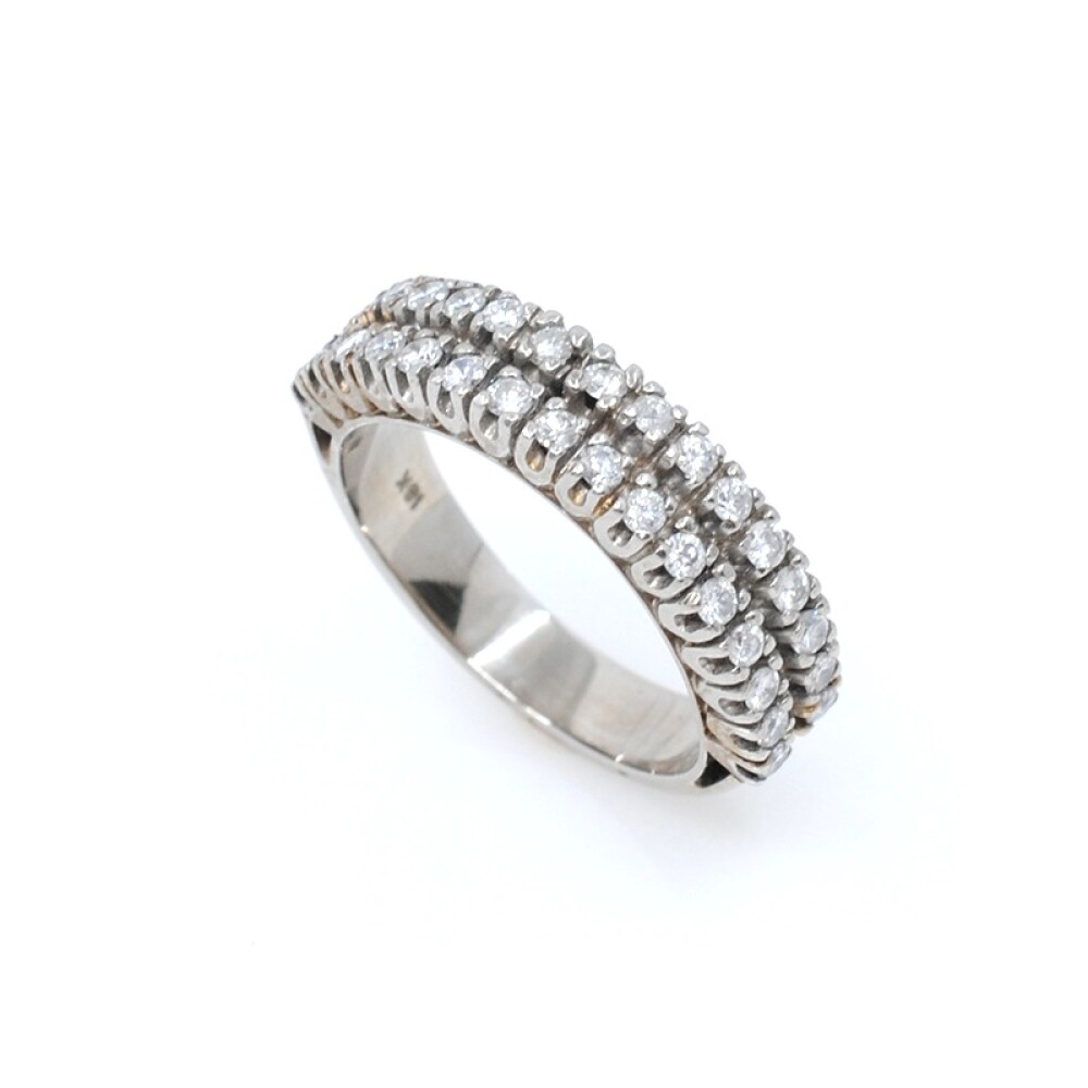 Anillo en oro 18k blanco con 2 hileras de brillantes Anillo en oro 18k blanco con 2 hileras de brillantes