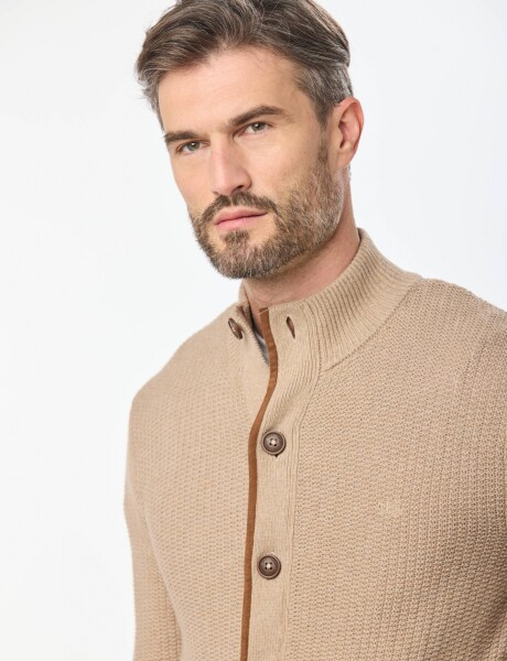 CARDIGAN GRUESO TEJIDO Beige