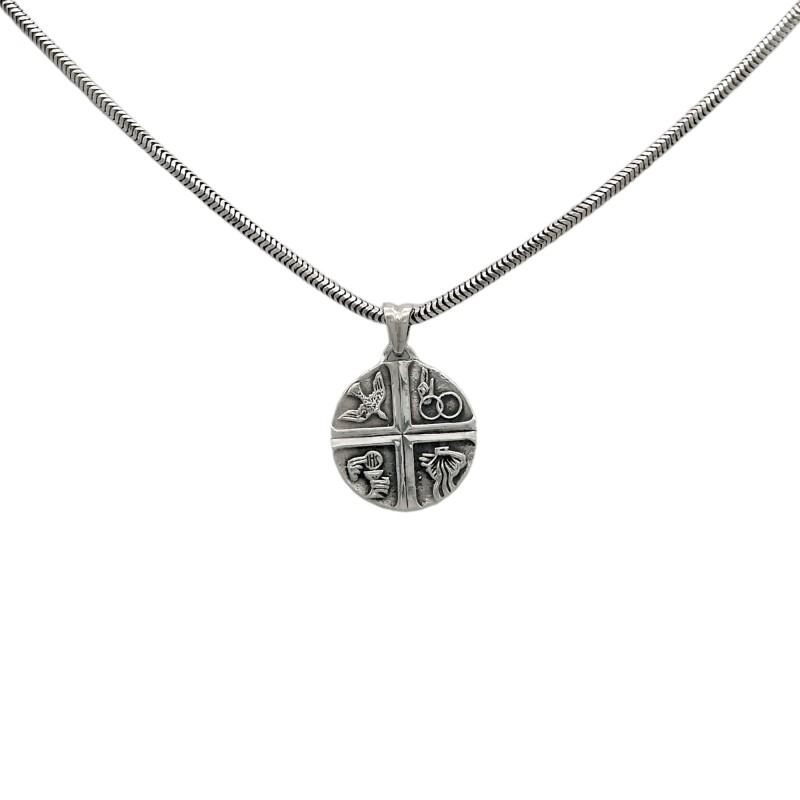 Dije Cuatro Sacramentos-Plata 925 quemada-Sin piedra-CP3090 sinpiedra