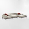 Sofá con chaise DUNA CUERO BEIGE - DERECHO