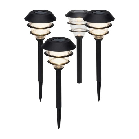 SET LAMPARA LED SOLAR NEGRO C/ESTACA 4PZAS Unica