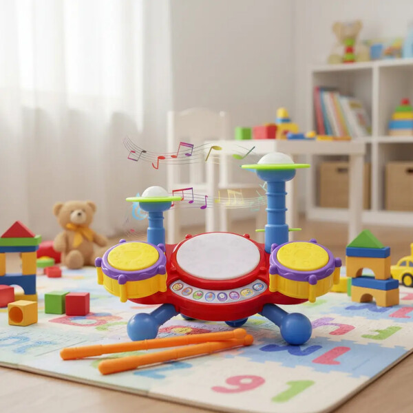 Batería Musical Con Luces Y Sonidos Infantil Jtjug969 BATERIA MUSICAL CON LUCES JTJUG969