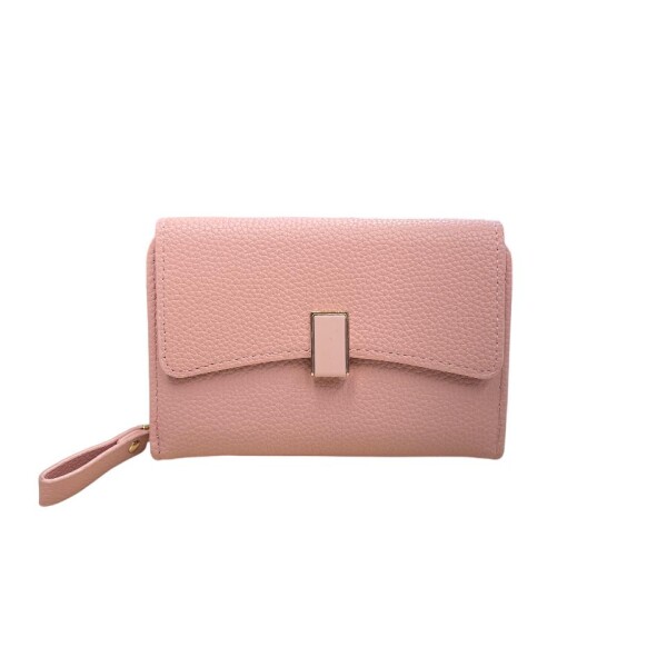Billetera corta con broche Rosa
