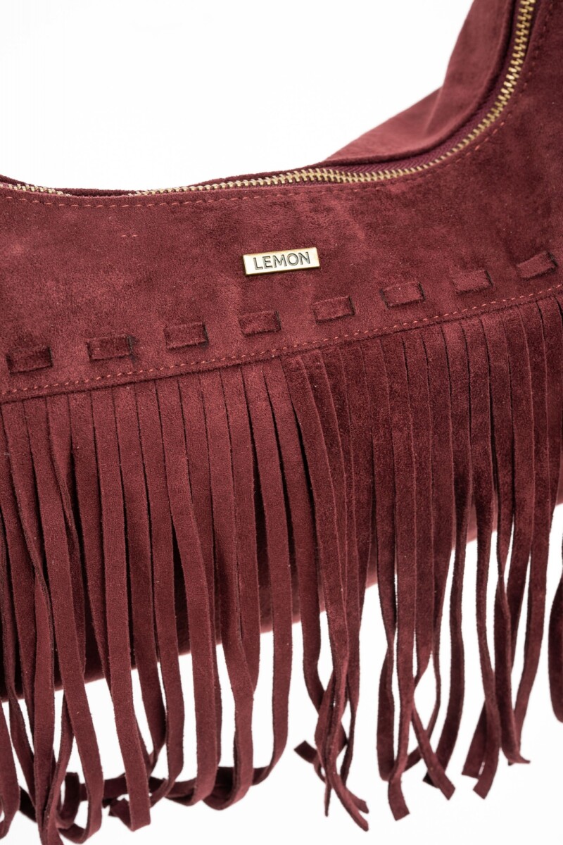 Cartera Gamuza Vegana Flecos Burdeos