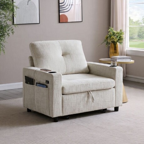 SOFÁ SILLÓN CAMA POLTRONA BUTACA RECLINABLE 1 LUGAR BEIGE