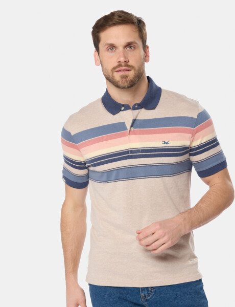 REMERA POLO RAYADA Beige