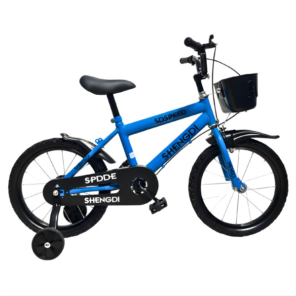 Bicicleta Infantil Shengdi R16 Canasto Parrilla Guardabarros Azul 1