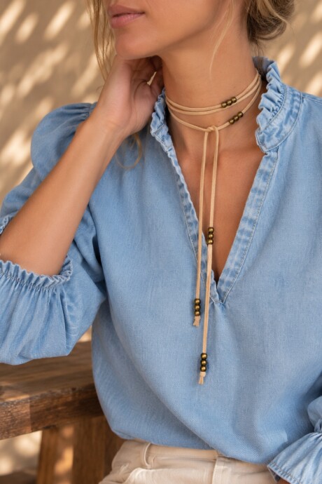 Collar Corbatín Beige - Oro