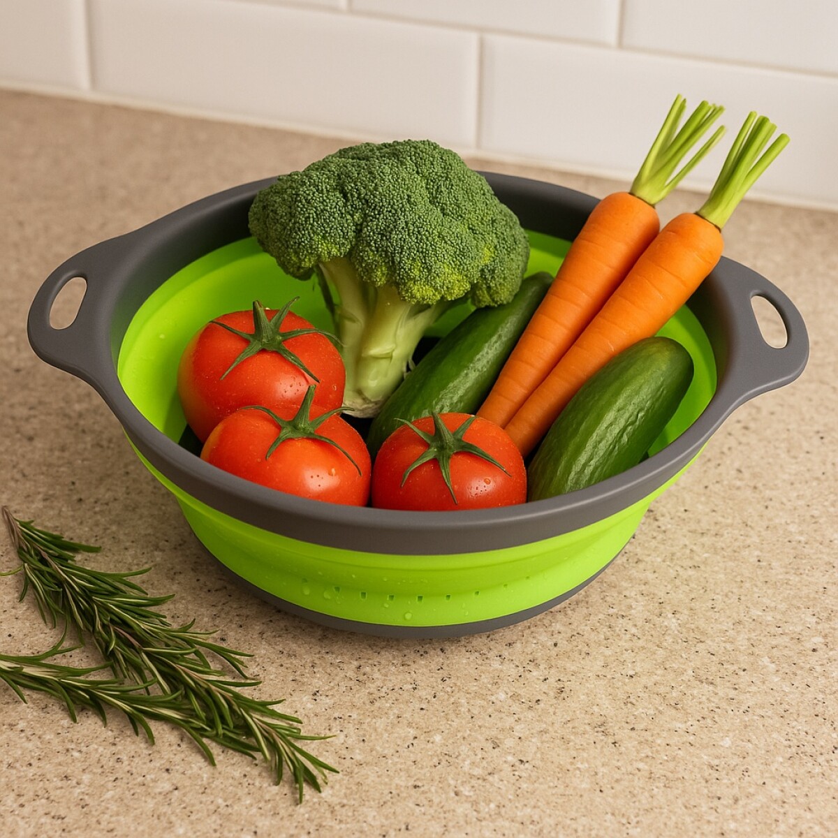 COLADOR ESCURRIDOR DE PASTA PLEGABLE SILICONA 