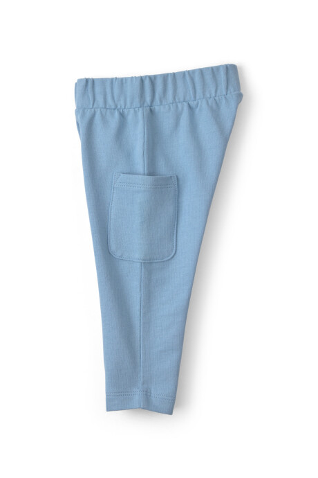 Set tres piezas de algodón, pantalón, remera y babero, azul y crema, diseño perros Sin color