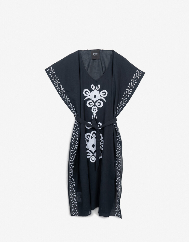 Vestidos Kaftan De Algodón - Combinacion Bicolor